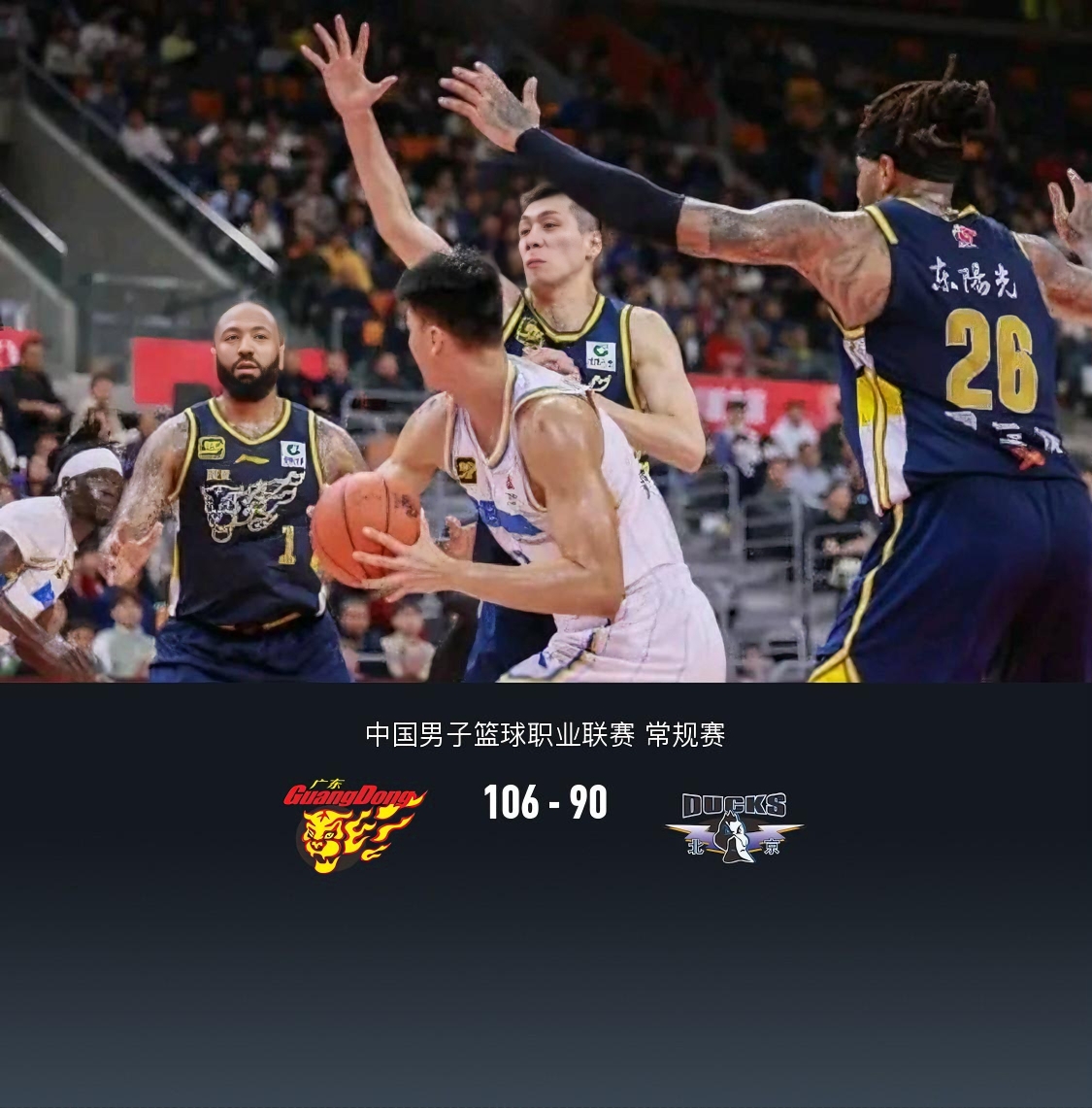 广东队主场大比分战胜对手，实现六连胜